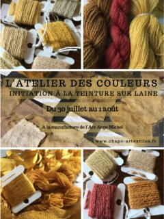 TRANSMISSION - Formation teinture sur laine du 30 juillet au 1 août et atelier sérigraphie végétale le 3 août.
Ca se passe à Juvigny les vallée dans la manche avec l’association des ateliers de L’Archange Michel.
Plus d’info dans les actualités sur mon site (voir lien dans ma bio)
—-
Charlène Poret Artextiles 
Artisane d’art et formatrice en art textile,
gardienne de savoir-faire normand,
brodeuse, dentellières et teinturière.
